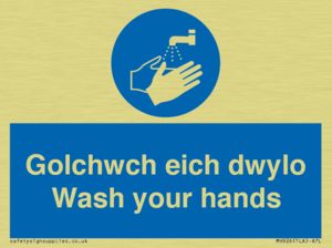 golchwch eich dwylo / wash your hands - safety sign